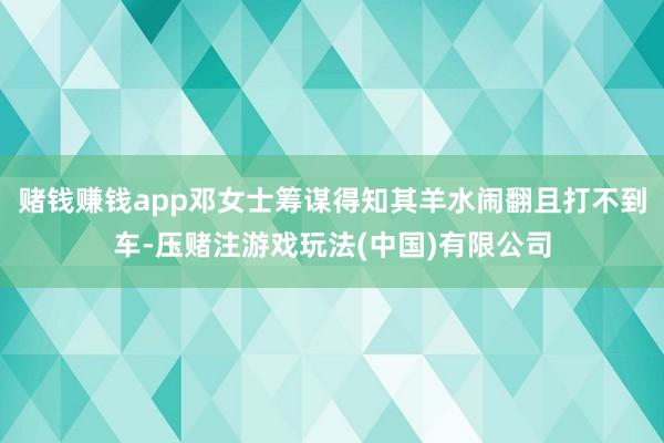 赌钱赚钱app邓女士筹谋得知其羊水闹翻且打不到车-压赌注游戏玩法(中国)有限公司