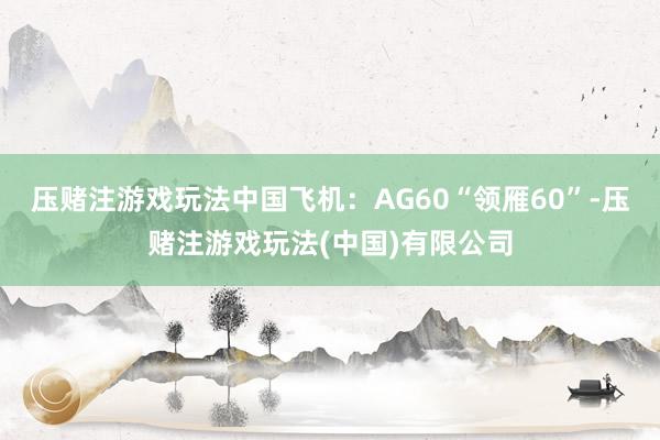 压赌注游戏玩法中国飞机：AG60“领雁60”-压赌注游戏玩法(中国)有限公司