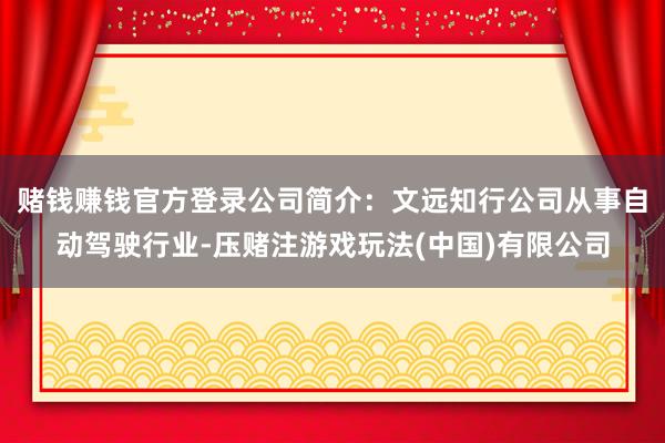 赌钱赚钱官方登录公司简介：文远知行公司从事自动驾驶行业-压赌注游戏玩法(中国)有限公司