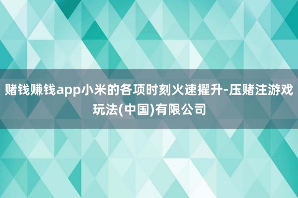 赌钱赚钱app小米的各项时刻火速擢升-压赌注游戏玩法(中国)有限公司