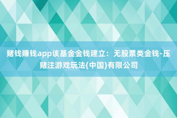 赌钱赚钱app该基金金钱建立：无股票类金钱-压赌注游戏玩法(中国)有限公司