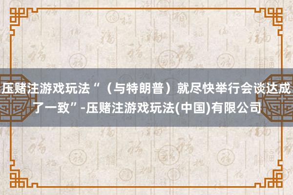 压赌注游戏玩法“（与特朗普）就尽快举行会谈达成了一致”-压赌注游戏玩法(中国)有限公司