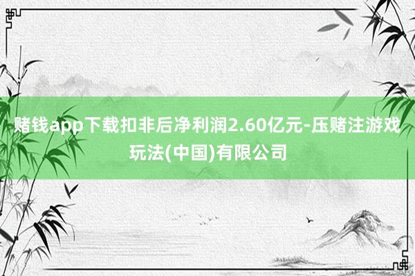 赌钱app下载扣非后净利润2.60亿元-压赌注游戏玩法(中国)有限公司