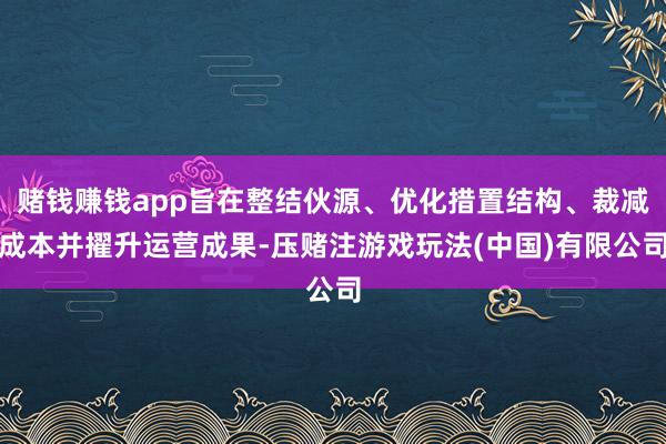 赌钱赚钱app旨在整结伙源、优化措置结构、裁减成本并擢升运营成果-压赌注游戏玩法(中国)有限公司